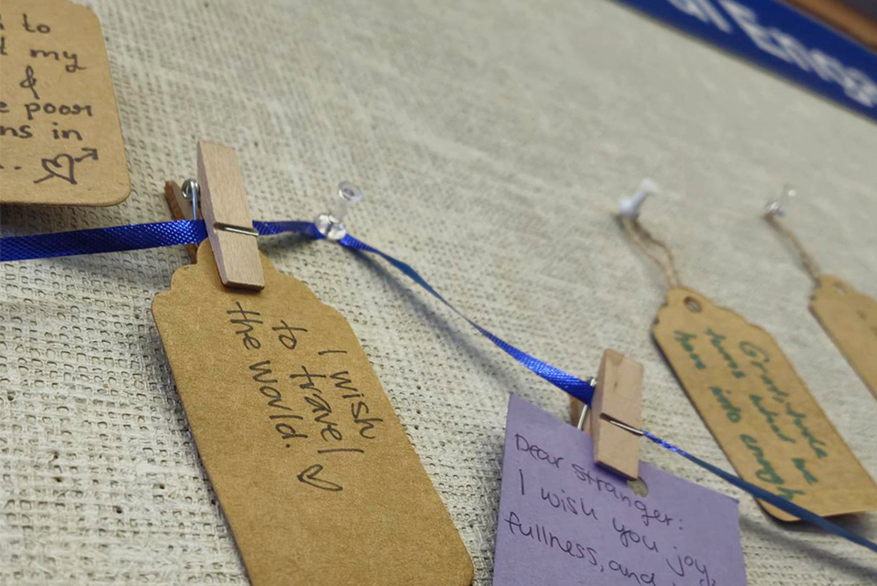 tagged messages on a bulletin board 