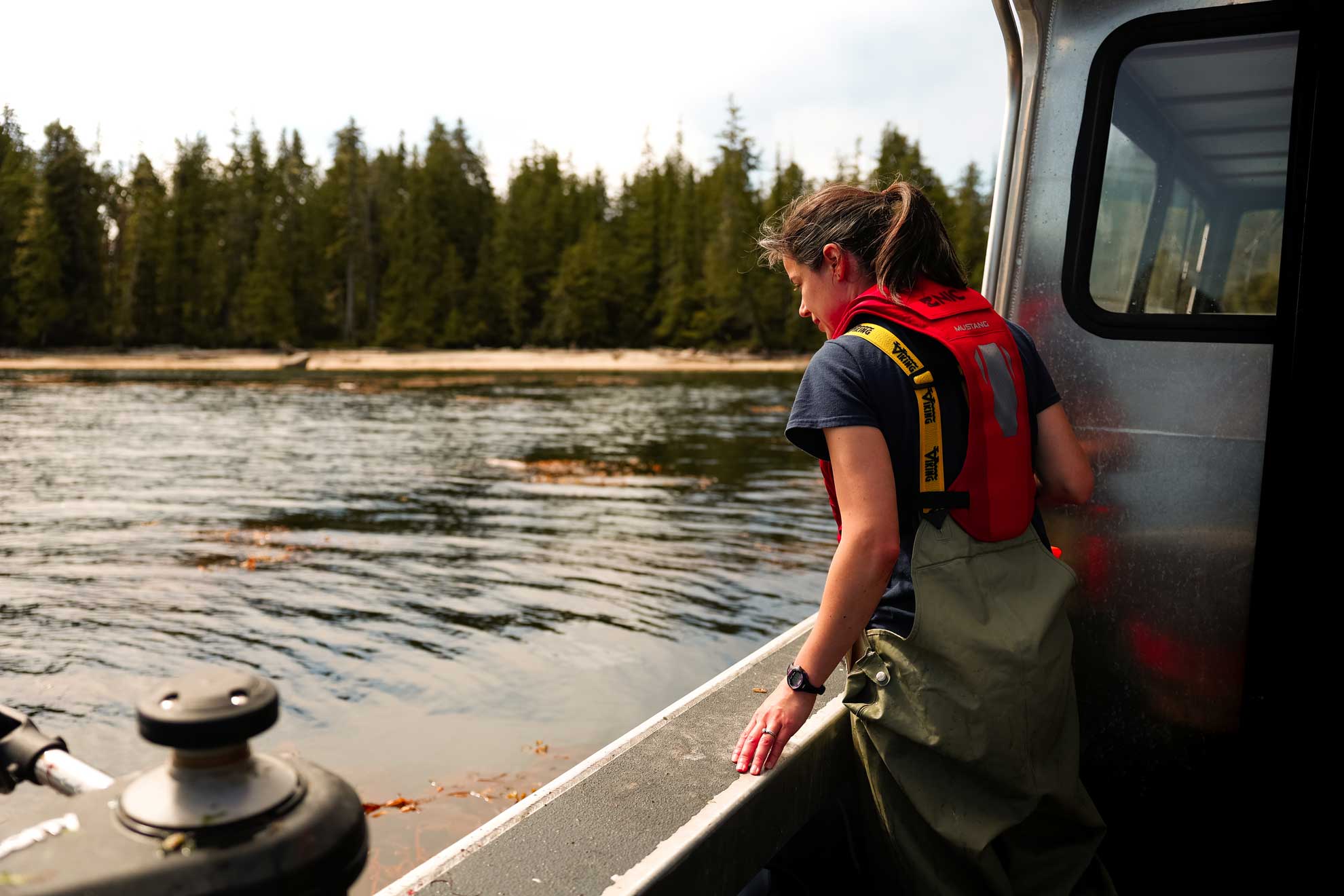 Students doing fieldwork related to the geoduck project