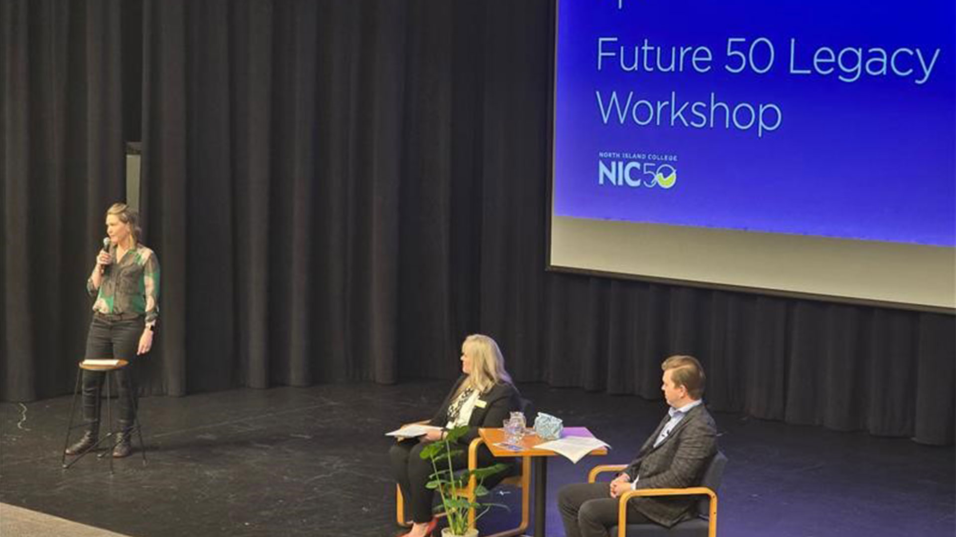 Shane Landreville and Nicole Deters look on as they are introduced at the first workshop
