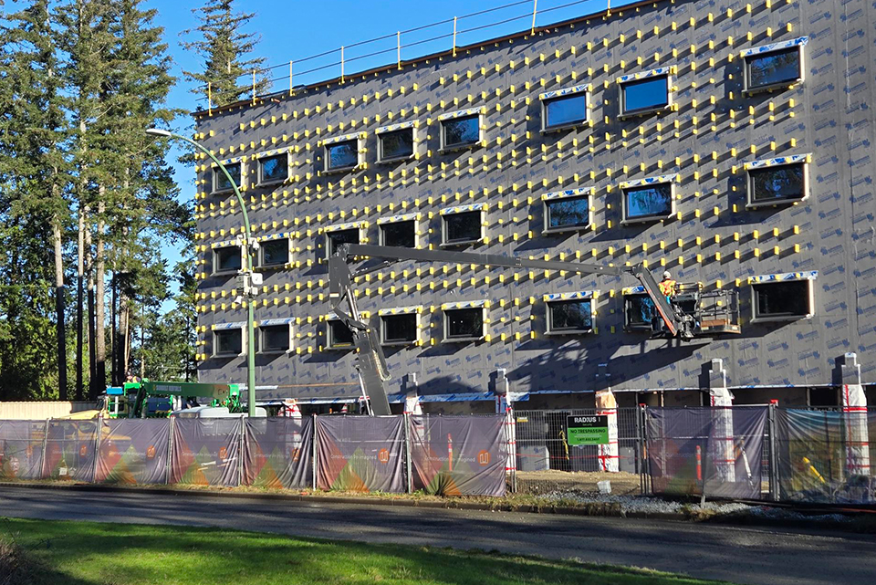 View of construction of the student housing complex at NIC's Comox Valley campus