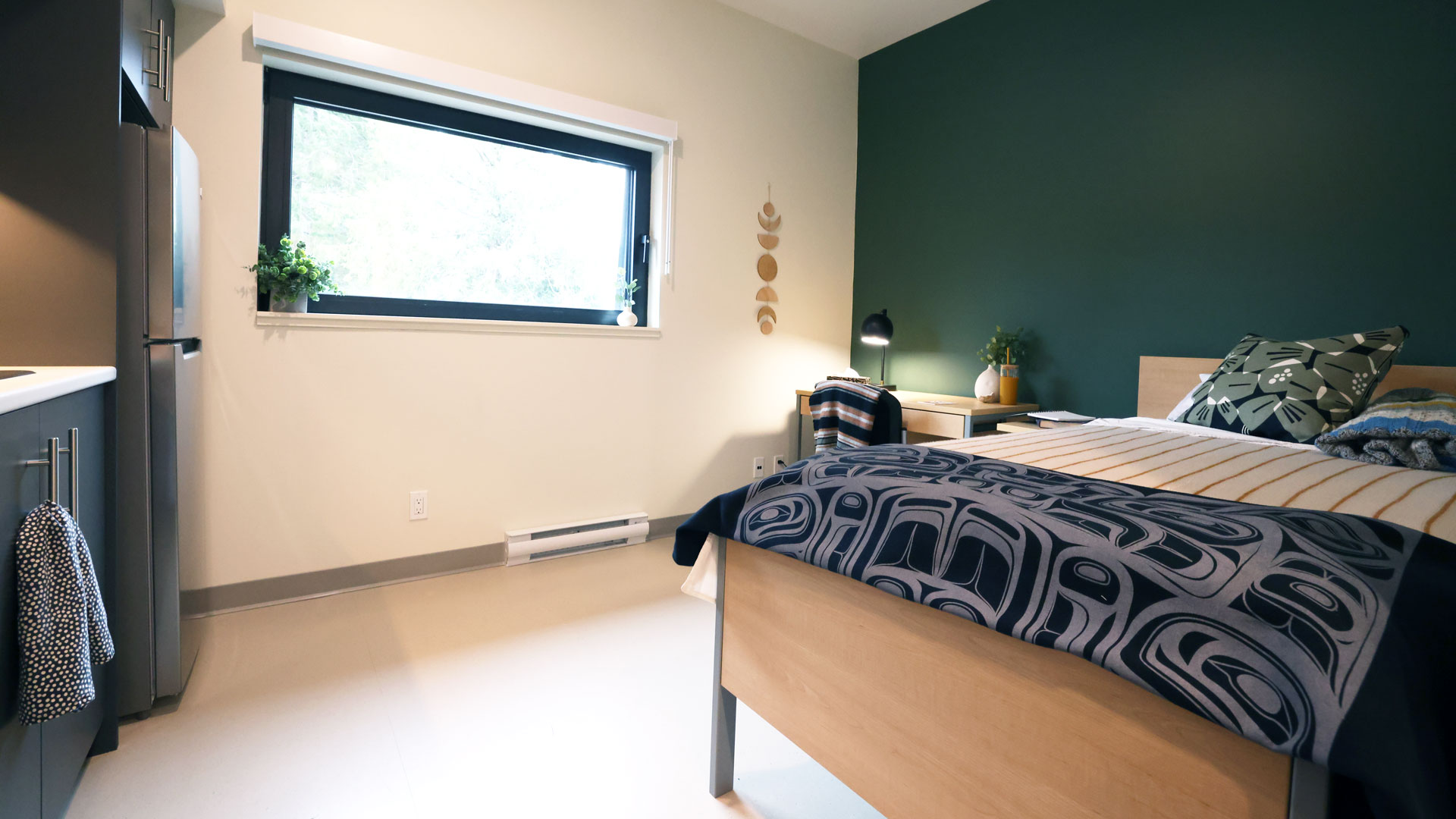 Interior of studio suite in tl'emstan building