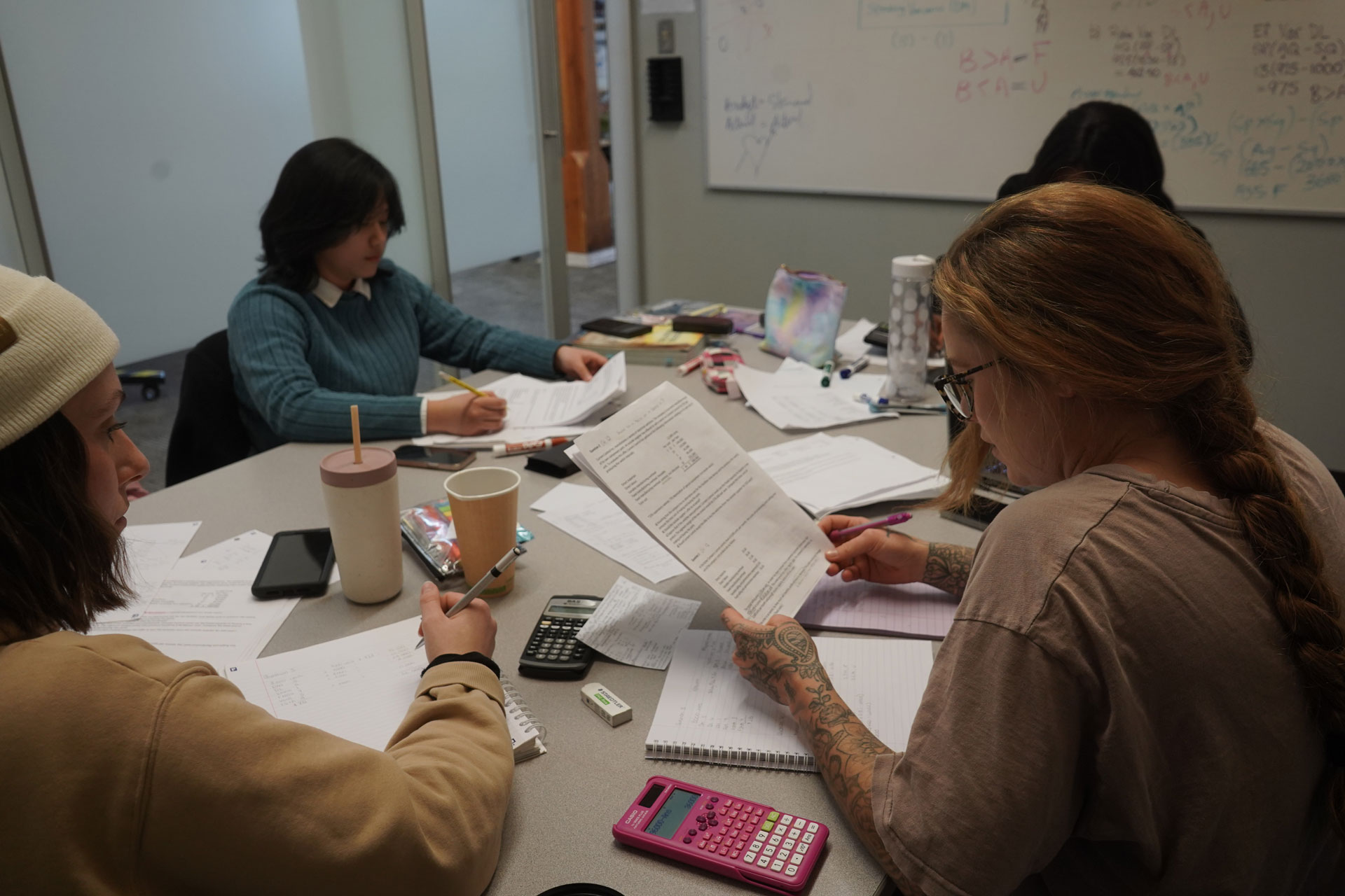 Students using the available study rooms at the Comox Valley campus library