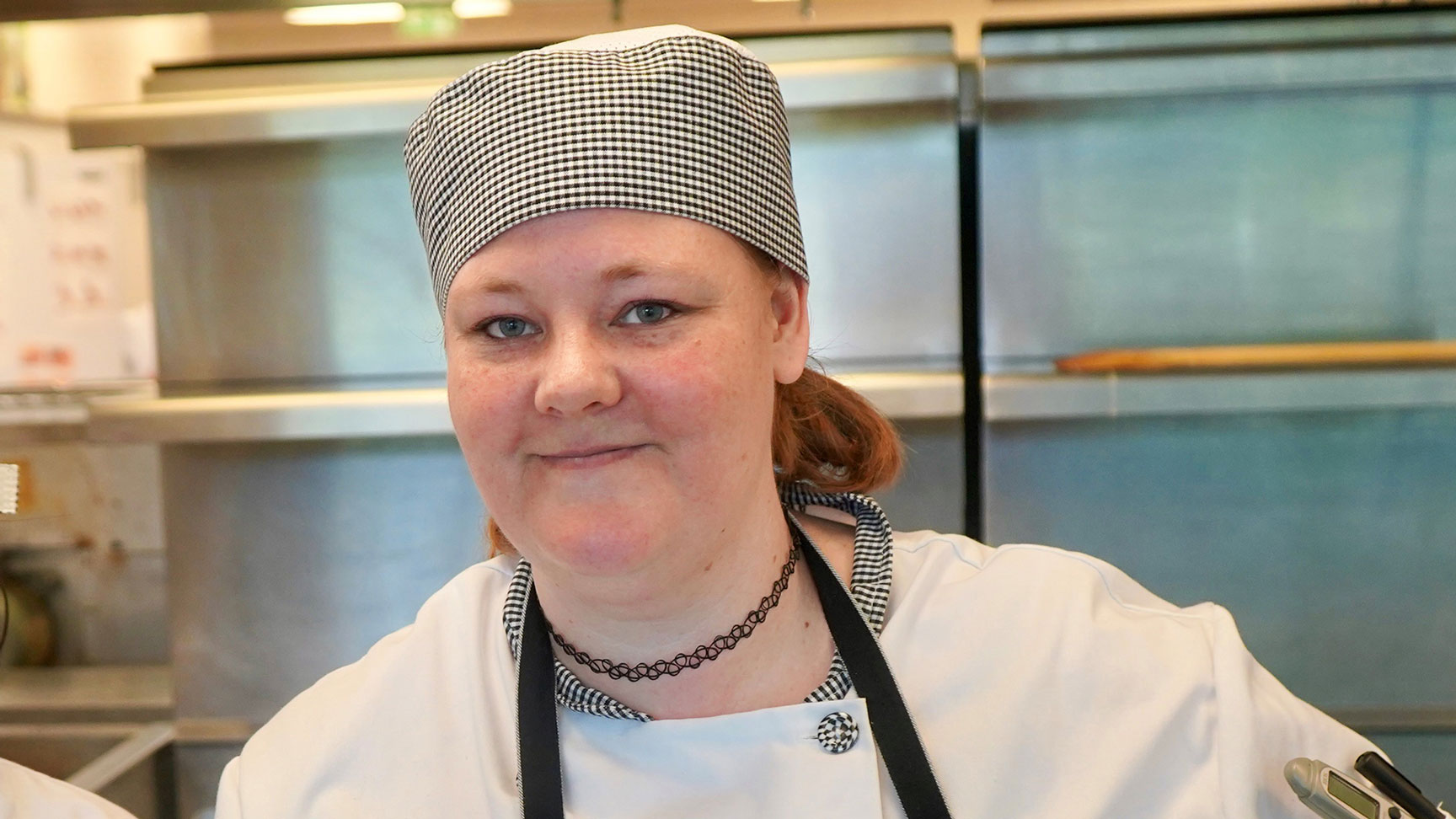 A culinary student in a kitchen