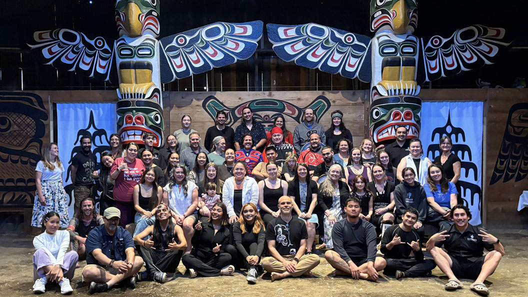 Indigenous field school students visit a First Nations Big House on Vancouver Island.