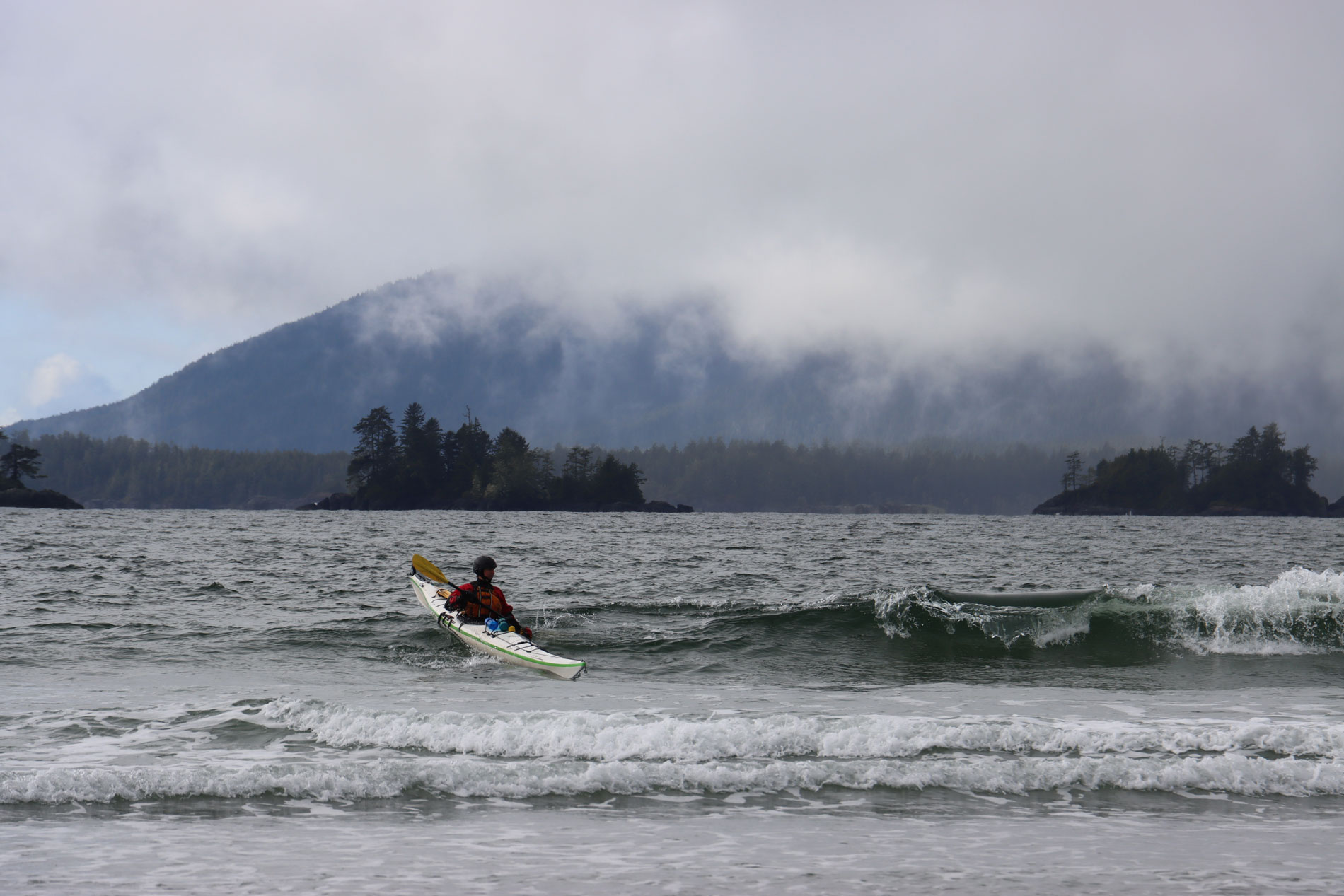 NIC student kayaking on West coast of Vancouver Island