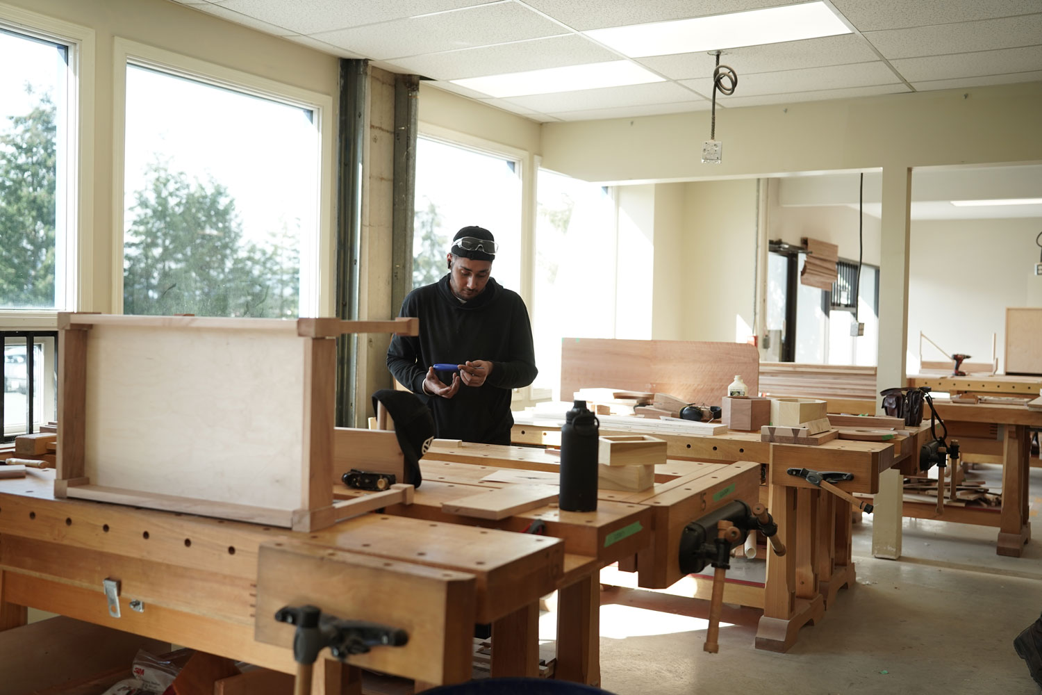 A North Island College student works on a project
